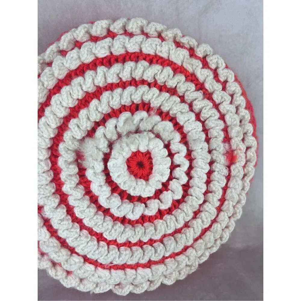 Vintage Mod Afghan Crochet Pillow 1970s